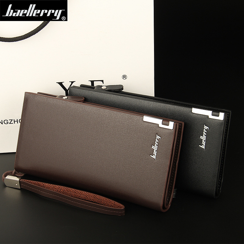 Baellerry, carteras largas para hombre, bolso con cremallera de gran capacidad, tarjetero, monedero para hombre, bolsillo para monedas, cartera de mano de marca de lujo para hombre
