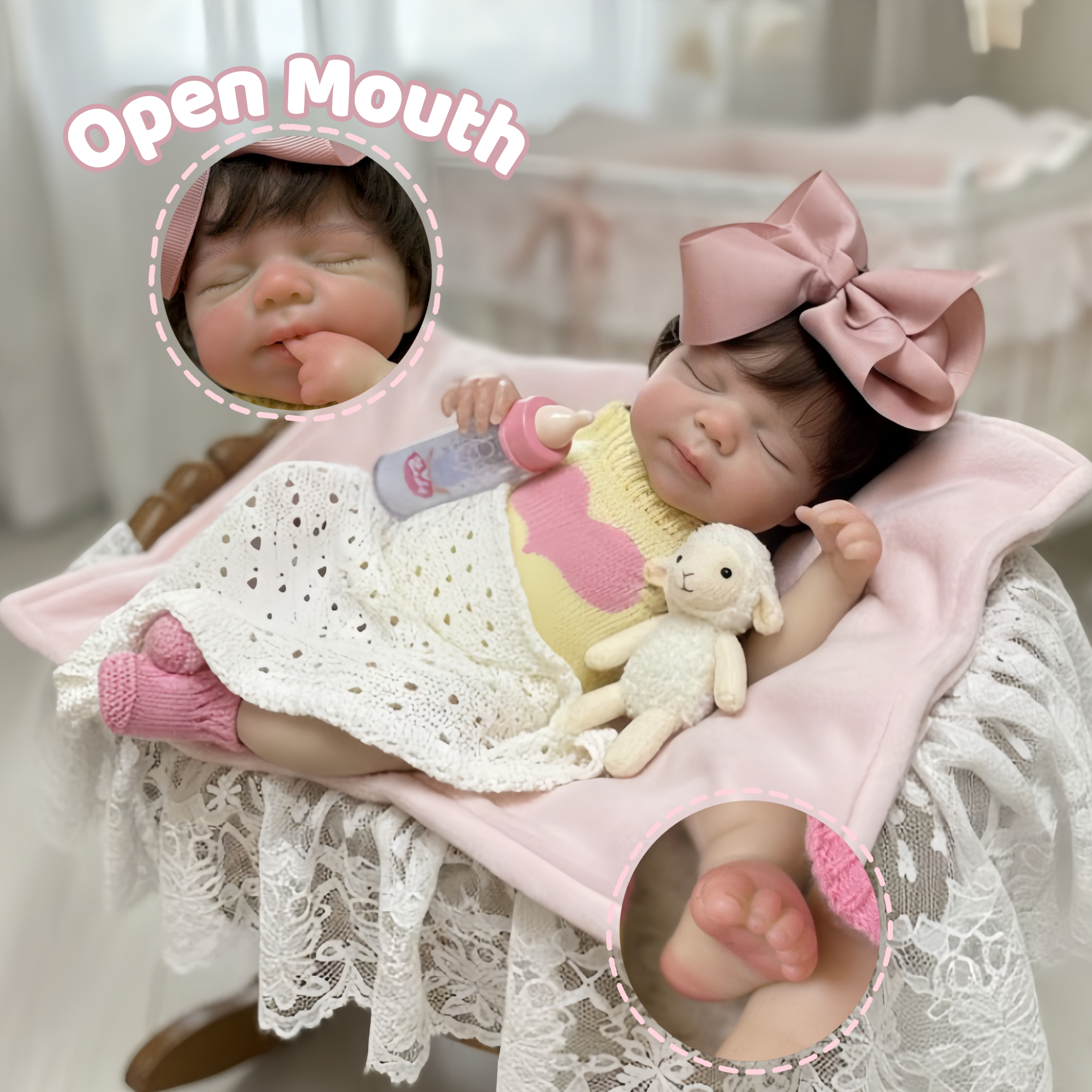 1 pièce/2 vêtements 33CM bouche ouverte cheveux enracinés Pascale Silicone souple Bebe Reborn fille poupée 3D peau peinte bebe reborn de silicone