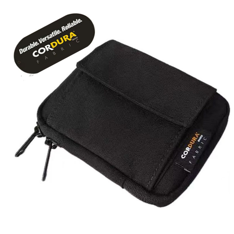 Cartera pequeña para tarjetas negra, monedero de tela de nailon para hombre, cartera bonita a la moda con cremallera y tarjetero de tela para tarjetero de identificación