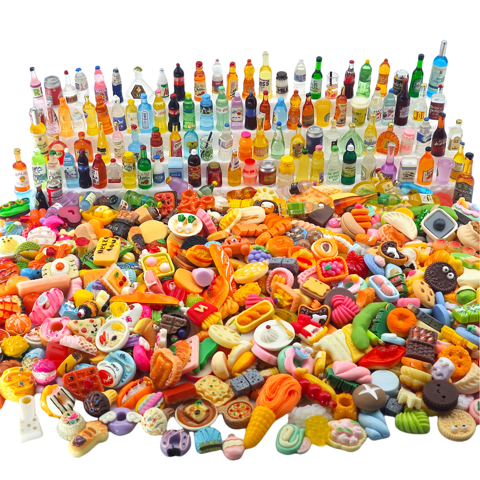 Mini Food Toys Drink Bottle Toys Mixed Style Resin Food Dolls Kitchen Pretend Play Mini Food Dolls DIY Accessories For Children