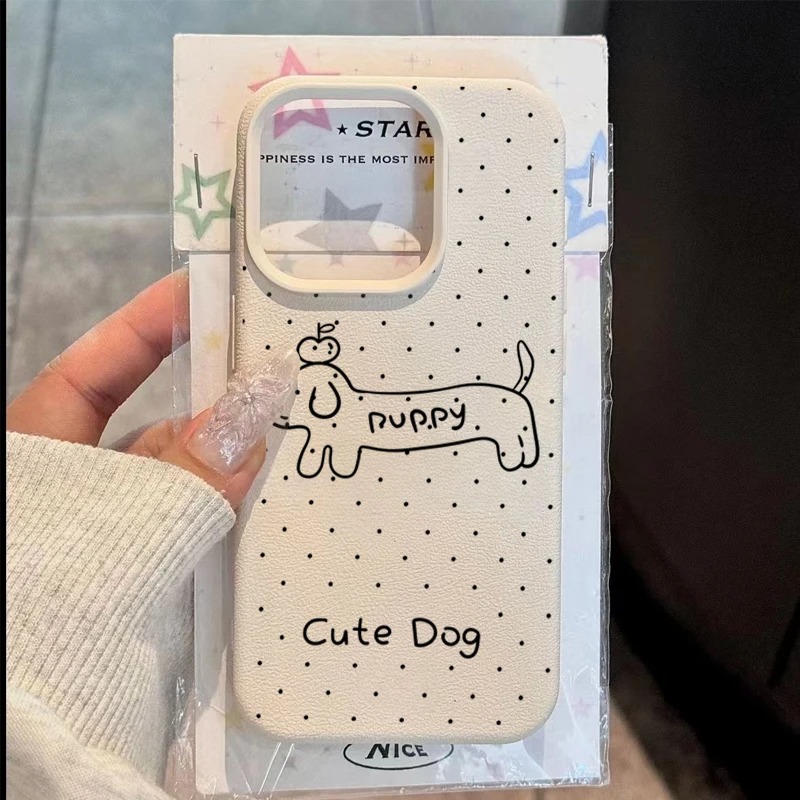 Black Polka Dot Dachshund Pattern Soft TPU Cover For iPhone 17 16 15 14 Plus 13 12 11 Pro MAX 17 Air Soft Sililcone Phone Cover