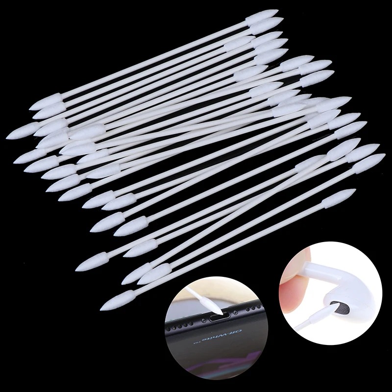 Bâtonnets de coton jetables sans poussière, 100 pièces, pour AirPods, écouteurs, téléphone, accessoires pour port de charge
