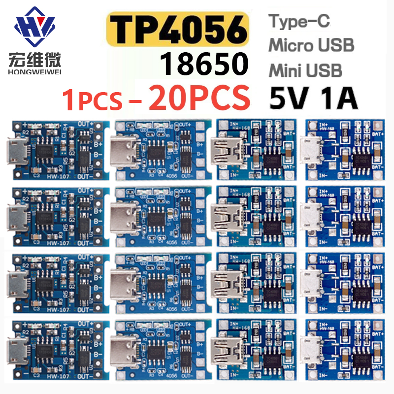 Micro tipo-c usb 5v 1a tp4056 módulo de carregador de bateria de lítio placa de carregamento com proteção funções duplas proteção de corrente