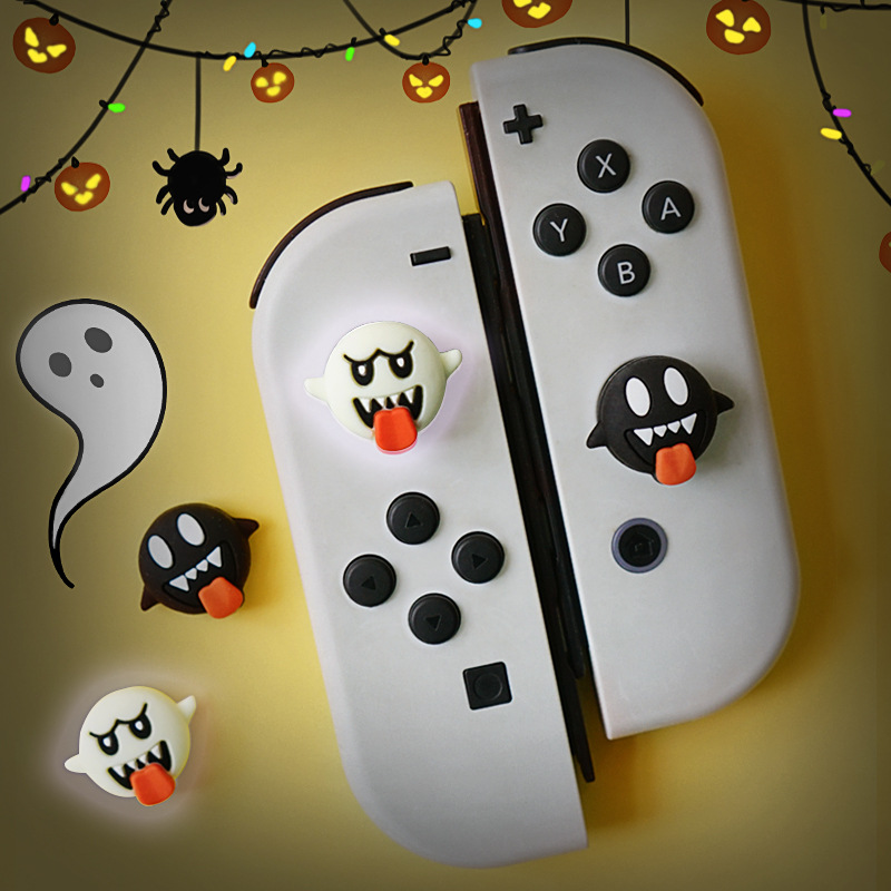 Urocze Śmieszne Silikonowe Nakładki na Gałki Analogowe w Kształcie Ducha, Miękkie Ochraniacze na Joystick do Switch 2/Oled NS Lite Joycon