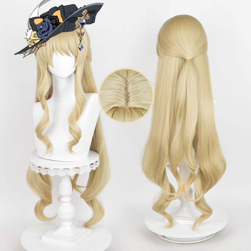 フォンテーヌ ナヴィア コスプレウィッグ 95 センチメートルリネンゴールドウェーブヘア耐熱合成頭皮ウィッグ