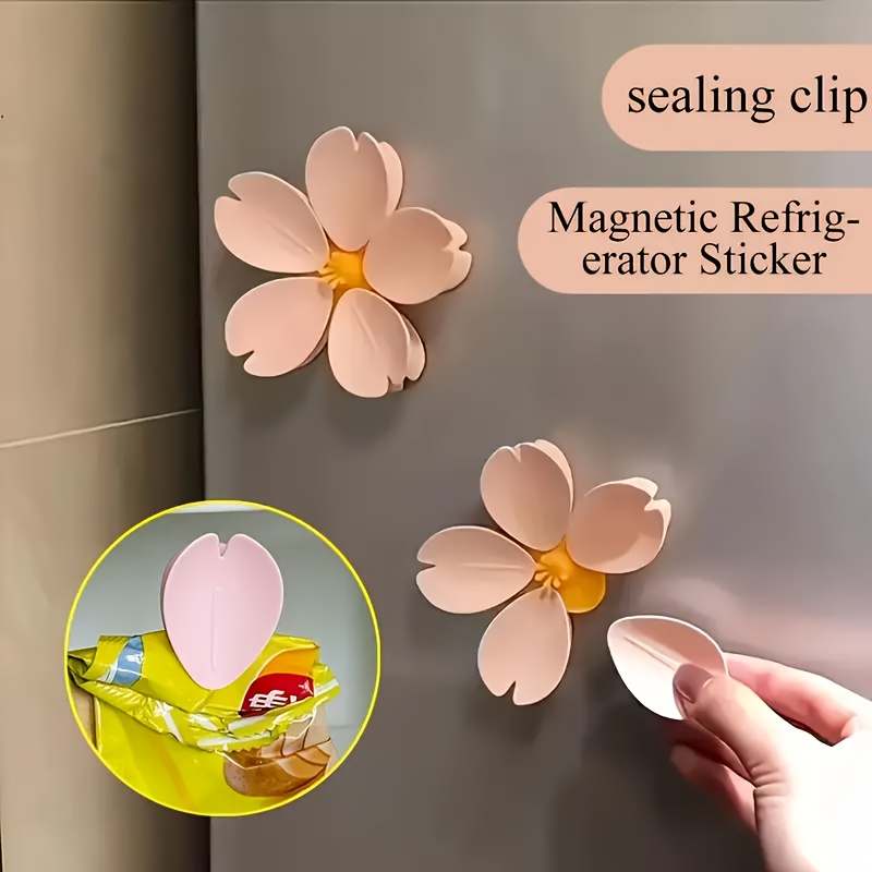 Sakura Magnetischer Kühlschrankmagnet-Verschlussclip, Blütenblatt-Verschlussclip, Magnetischer Kühlschrankaufkleber, Snack-Clip, Blumendekoration