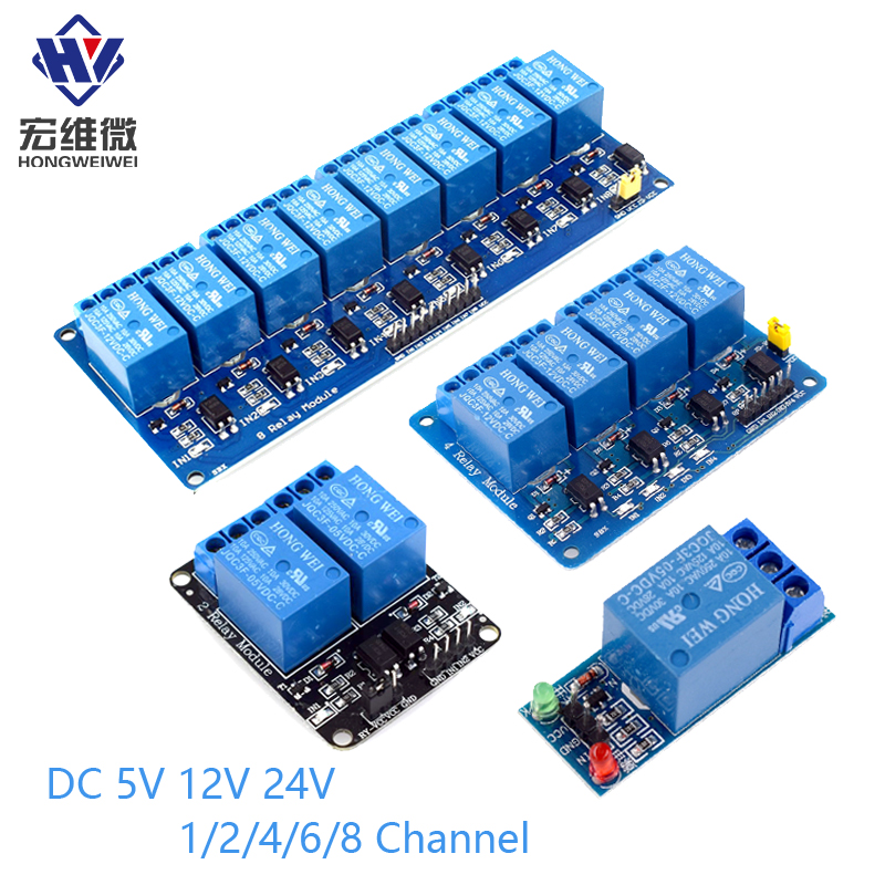 DC 5V 12V 24V 1 2 4 6 8 チャンネルリレーモジュールボードシールド、フォトカプラ付き / Arduino Raspberry 用高レベルおよび低レベルトリガー
