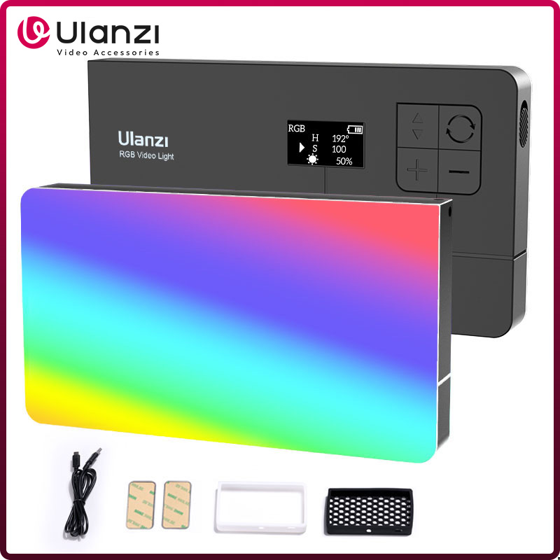Ulanzi LT002 7 pulgadas de bolsillo LED luz de vídeo RGB Panel de luz CRI 95 + 2500-9000K con panal 4000mAh luces de cámara de fotografía