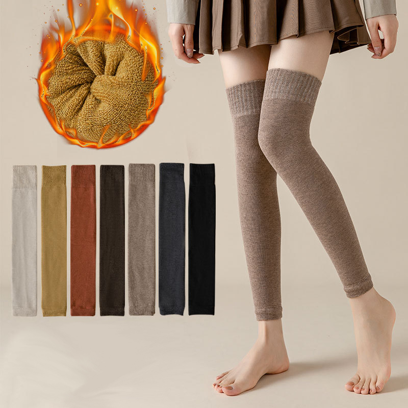Winter gestrickte Frauen Beinlinge über dem Knie warme Leggings einfarbig warme Wolle lange Röhren socken Baumwolle Bein ärmel Kniesc honer