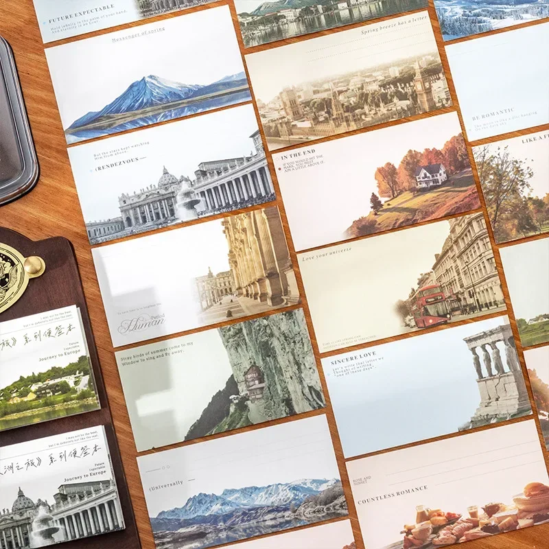 40 folhas memo excedente branco pegajoso escrita cidade europeia cadernos decoração suprimentos adesivos pegajosos scrapbook corte 115*87mm
