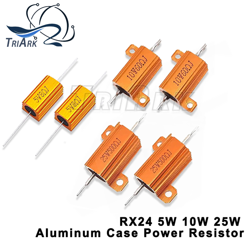 Rx24 5W 10W 25W Aluminium Power Metalen Shell Case Draadgewonden Weerstand 0.01 ~ 30K 1 2 3 5 6 8 10 20 100 150 1K 10K 20K 100K Ohm