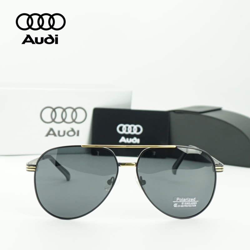 AUDI แว่นตากันแดดแบรนด์เนมผู้ชายหรูหราโพลาไรซ์แว่นตาขับรถกรอบโลหะรูปร่างนักบินแว่นตากันแดด UV400 ป้องกันกล่องเดิม