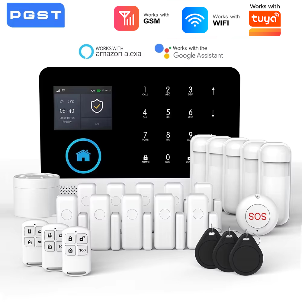 GSM Alarmanlage für Zuhause, kompatibel mit TUYA Smart Home App, Einbruchschutz 433MHz 2G WiFi, drahtlose Steuerung PG103