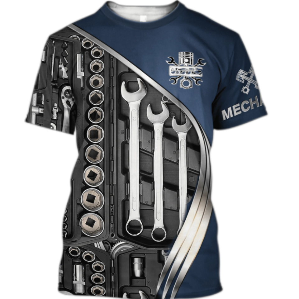 T-shirt męski koszulka w stylu vintage odzież letnia spersonalizowana nazwa mechanik 3d topy z nadrukiem 5xl Street Casual Sports sweter oversize