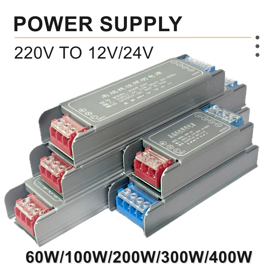 Alimentation de commutation 12V 24V AC176-264V, pilote de lumière LED, adaptateur d'alimentation 60W 100W 200W 300W 400W, transformateurs d'éclairage muets