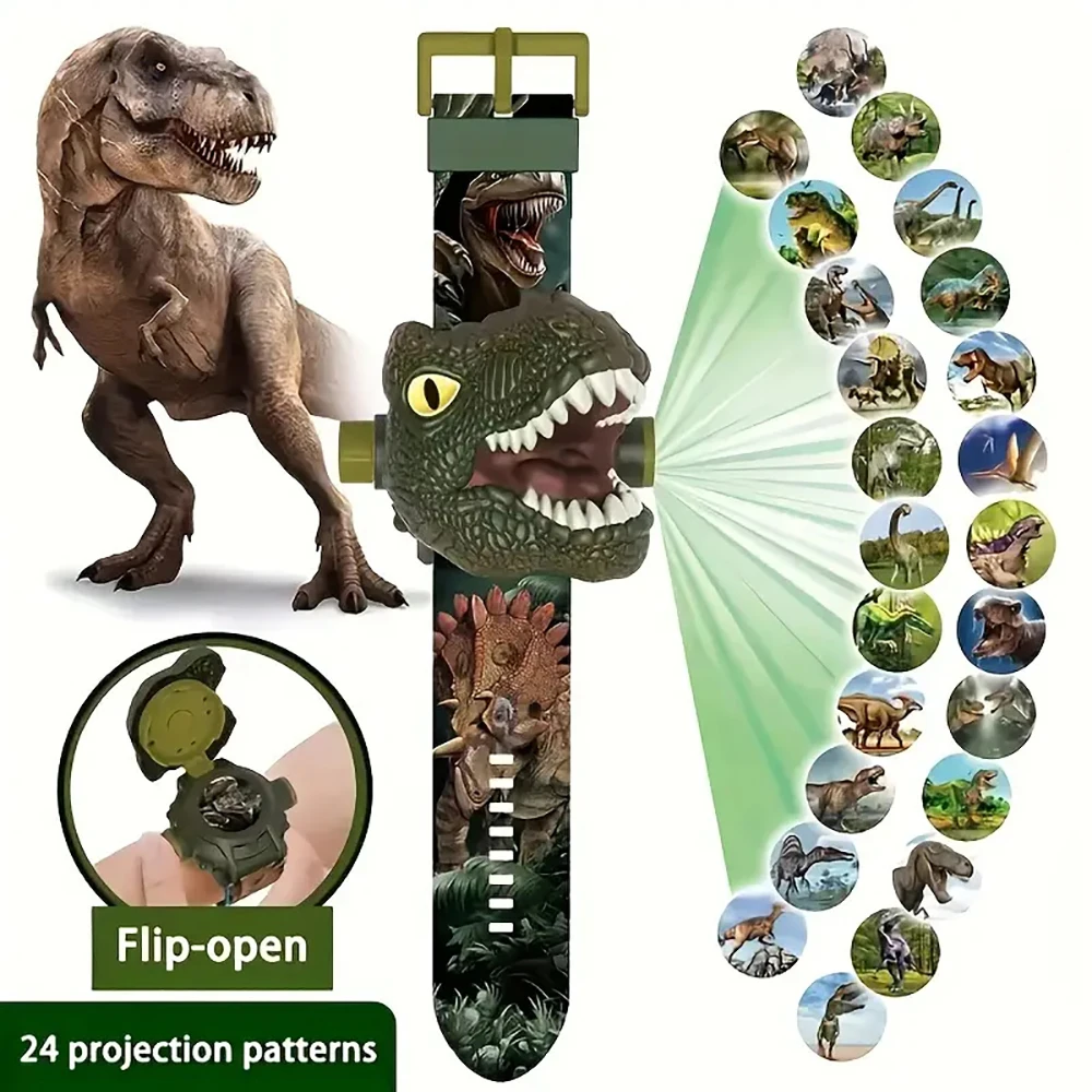 1Pc Relógio Eletrônico de Projeção de Dinossauro 3D para Crianças - Brinquedo Luminoso Divertido e Presente de Jardim de Infância