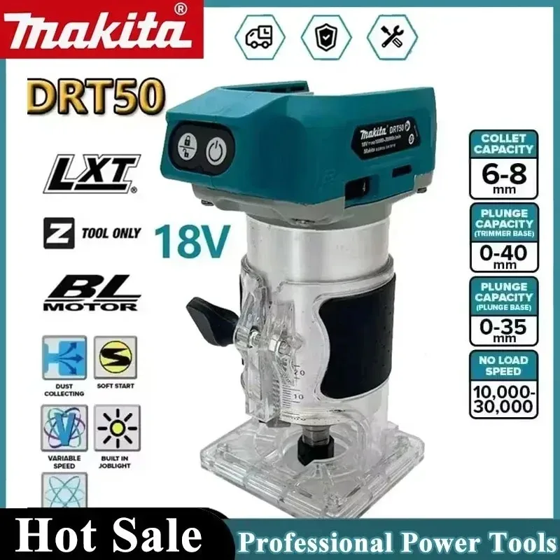 เครื่องตัดแต่งกิ่งไร้สาย Makita DRT50 18V, มอเตอร์ไร้แปรงถ่าน, เครื่องมือมืออาชีพสำหรับงานเซาะร่องและงานกัด, เครื่องตัดแต่งขอบ