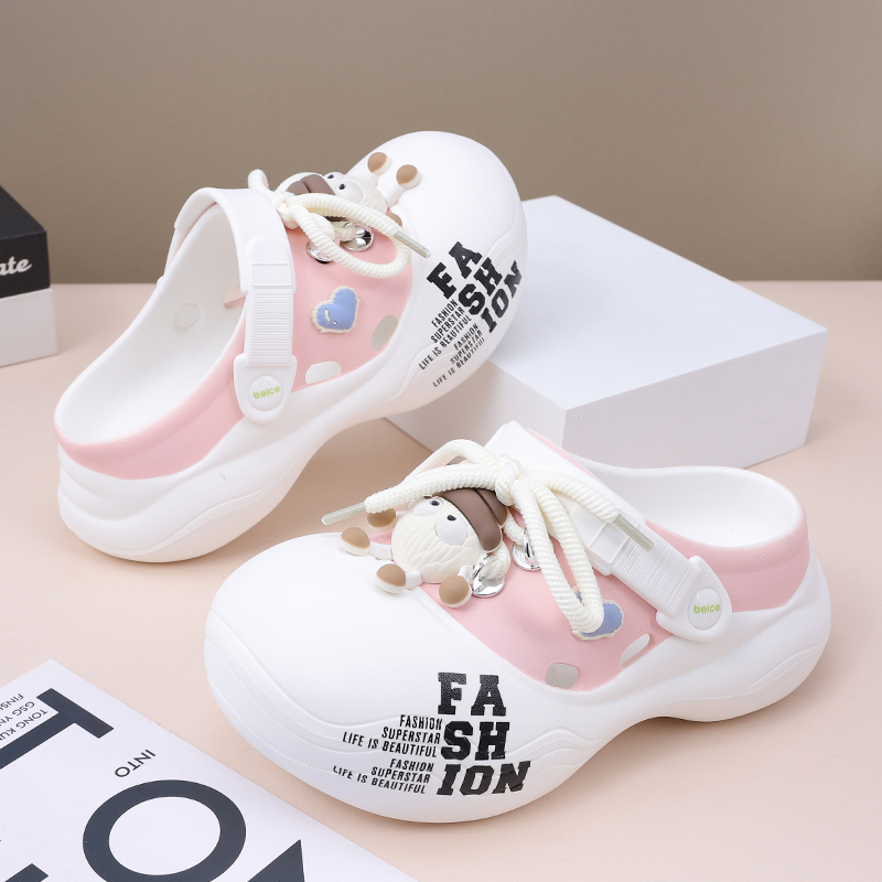 Zuecos de plataforma EVA 2025 para mujer: sandalias de playa con cordones y punta cerrada, zapatillas de verano antideslizantes