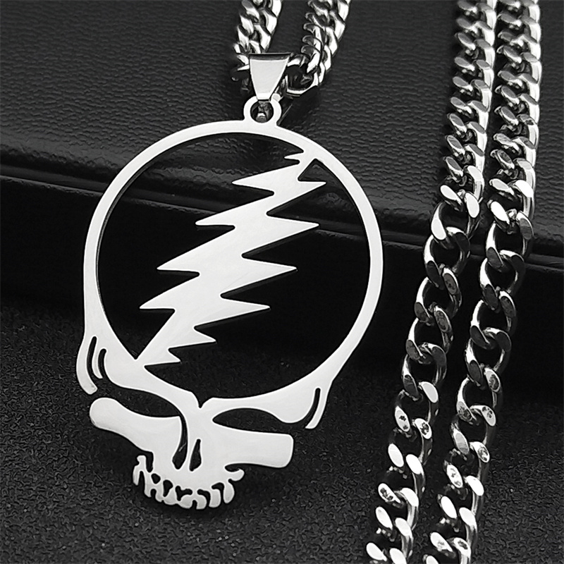 Totenkopf-Halsketten aus Edelstahl in Silberfarbe Statement-Halskette Schmuck Collier Acero Inoxidable N4206S06