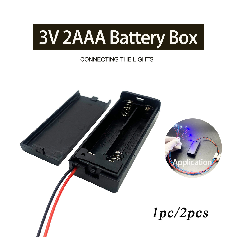 Caixa de bateria 3v para trem 2xaa, mesa de areia, luz led, modelo de fiação, transformação para modelo diy, sem luz smd, 1 peça/2 peças