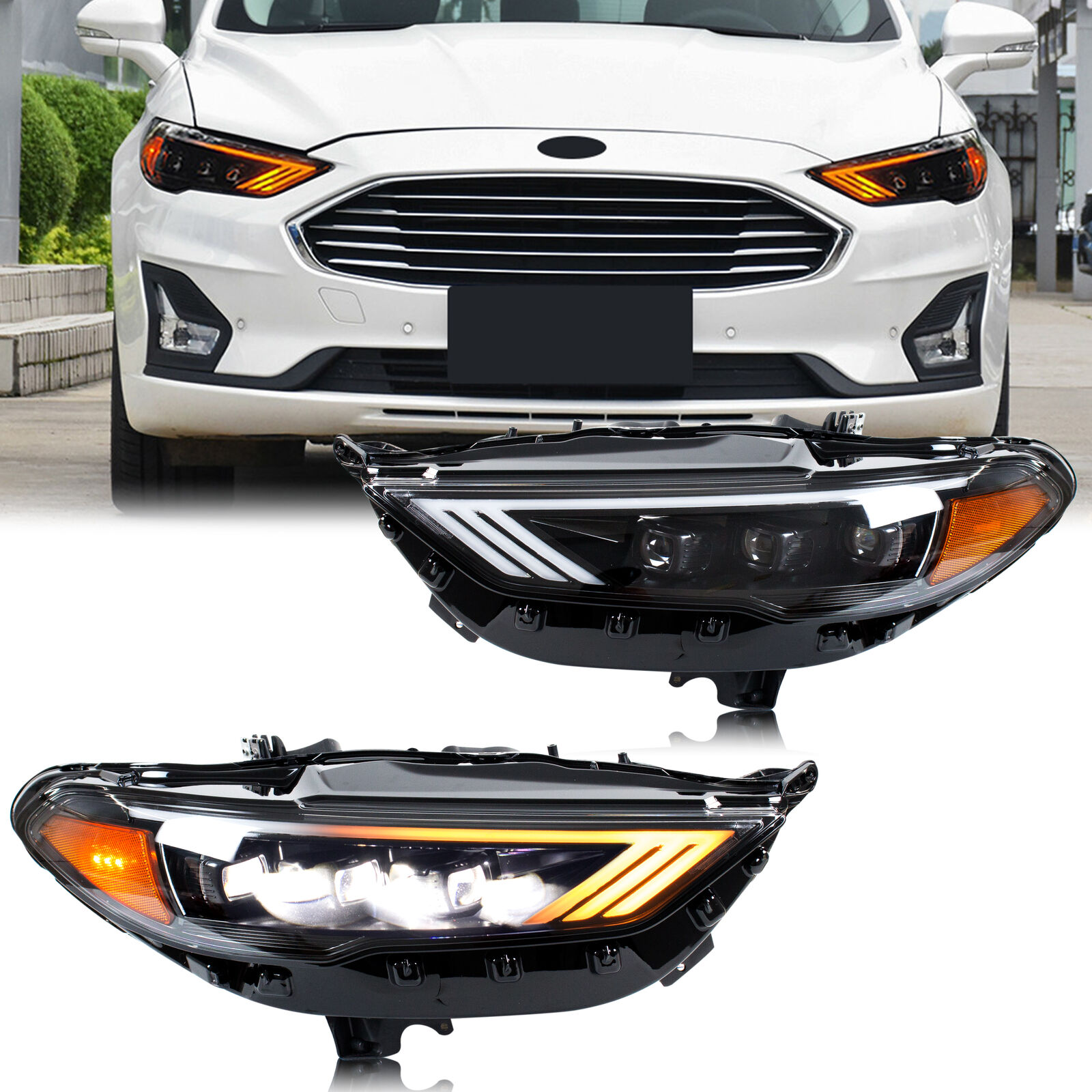Reflektory LED do Forda Fusion Mondeo 2017-2024 Animacja rozruchu Sekwencyjny kierunkowskaz Potrójna wiązka Zespół lamp przednich