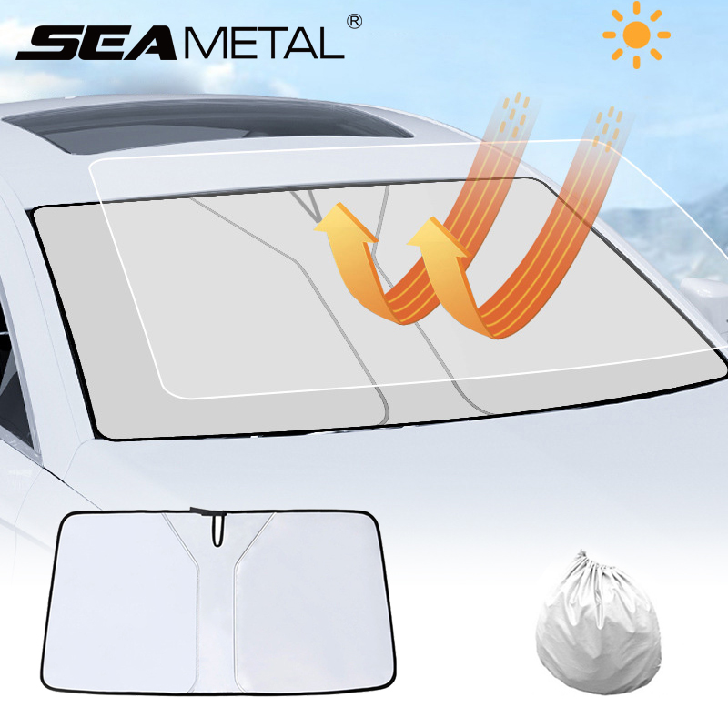 Seametal pára-brisa do carro sombra cobre janela dianteira protetor solar viseiras de sol isolamento térmico pára-sol para acessórios do carro