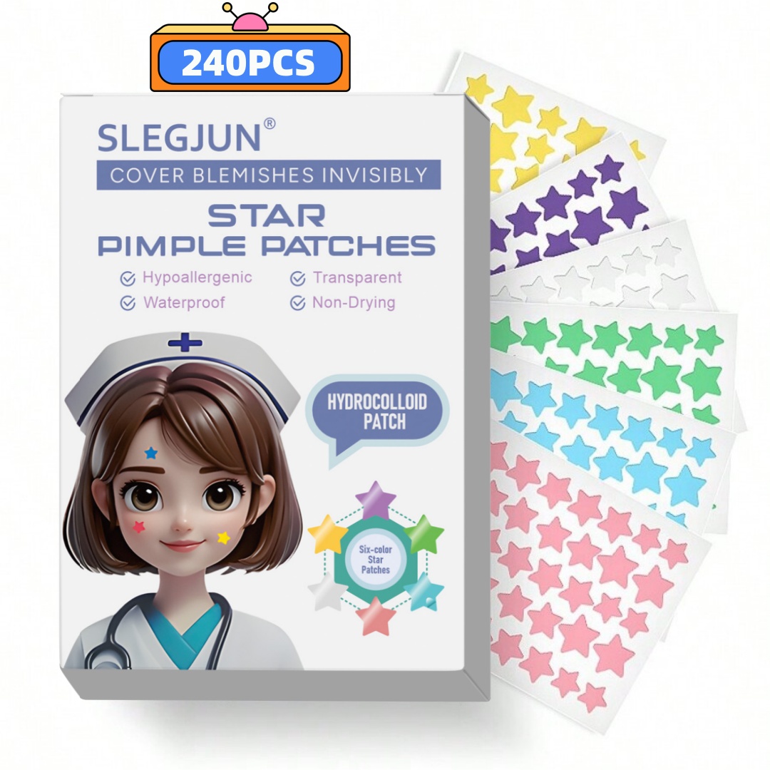 240 pegatinas correctoras multicolores en forma de estrella, pegatina para el acné en forma de estrella, impermeable y transpirable, uso facial diario