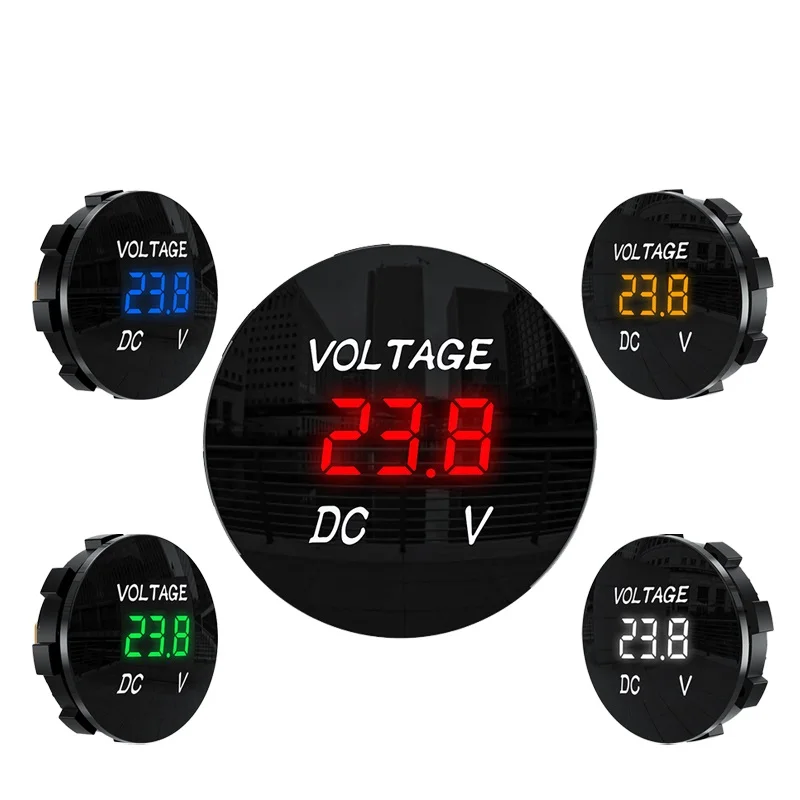 Voltmètre circulaire numérique à LED, voltmètre, moniteur, ampèremètre, ions de moto automatique, détecteur de compteur de courant, panneau de moniteur Polaroid, DC 5V-48V
