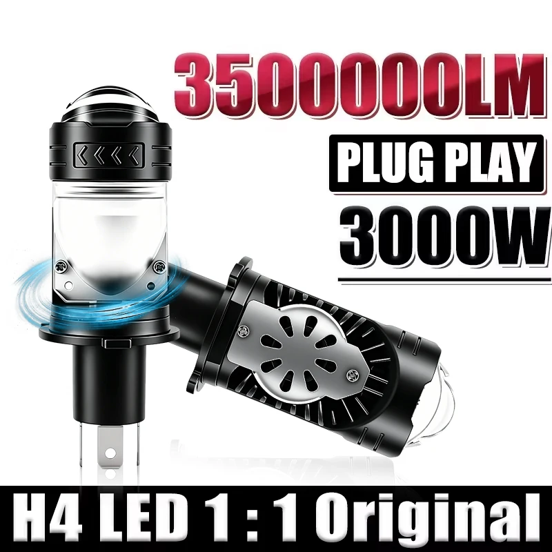 H4/9003/HB2 LED Headlight Bulb Projector Lens Canbus Super Bright LED 3000W 3500000LM 6000K Hi/Low Light Apply to Car&Motorcycle