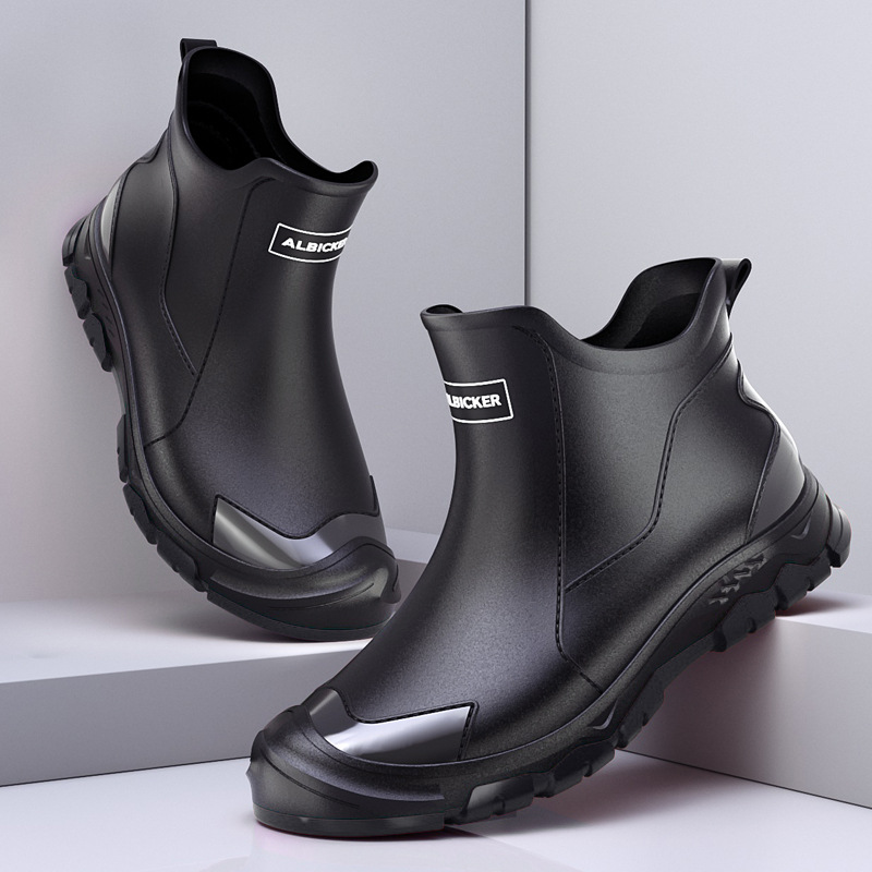 Stivali da Pioggia Corti da Uomo, Stivali Urbani Impermeabili Antiscivolo e Resistenti all'Usura, Scarpe in Gomma Leggere e Alla Moda