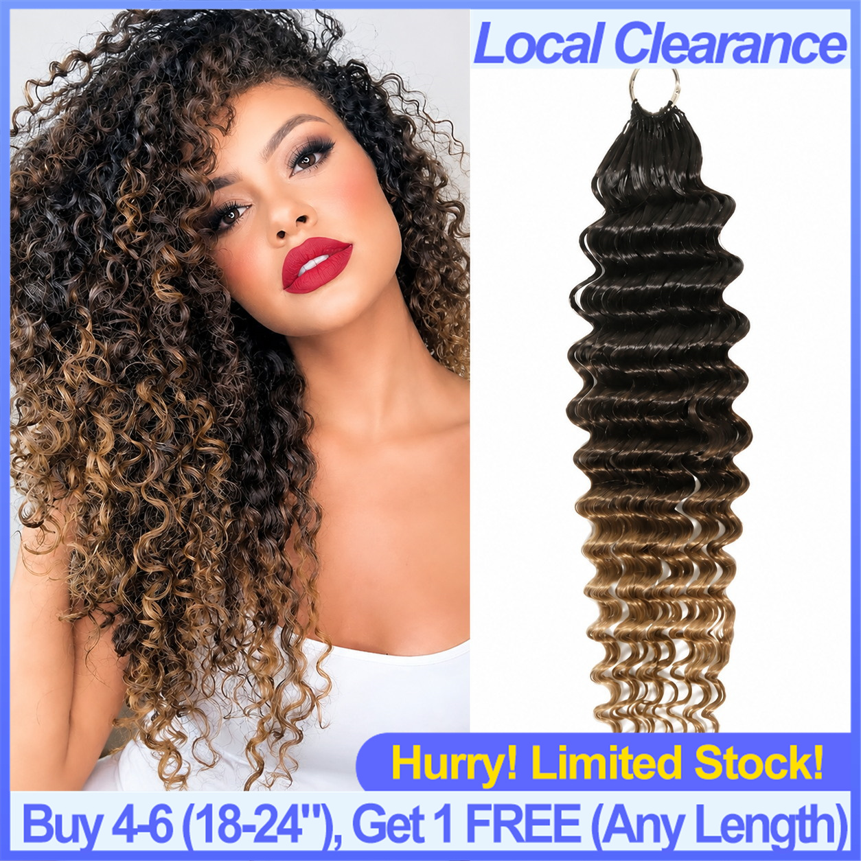 Capelli all'uncinetto di colore Ombre da 14-24 pollici con onda profonda 1B/4/30 con estremità ricci Capelli umani all'uncinetto pre-separati colorati per donne nere