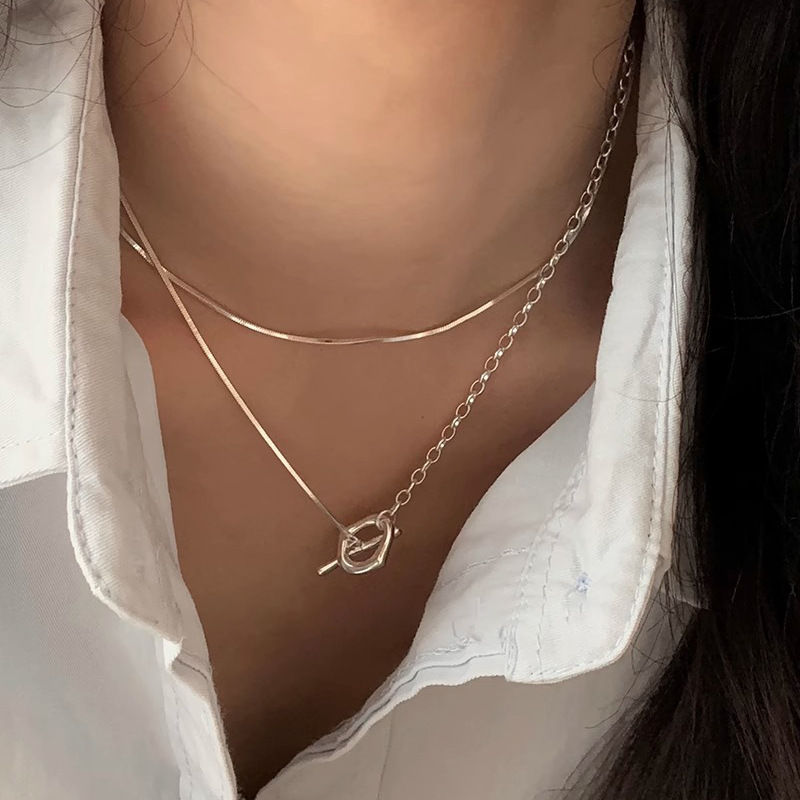 Collar con forma geométrica de Plata de Ley 925, Gargantilla con colgante Simple, regalo de fiesta de cumpleaños para mujer, joyería fina