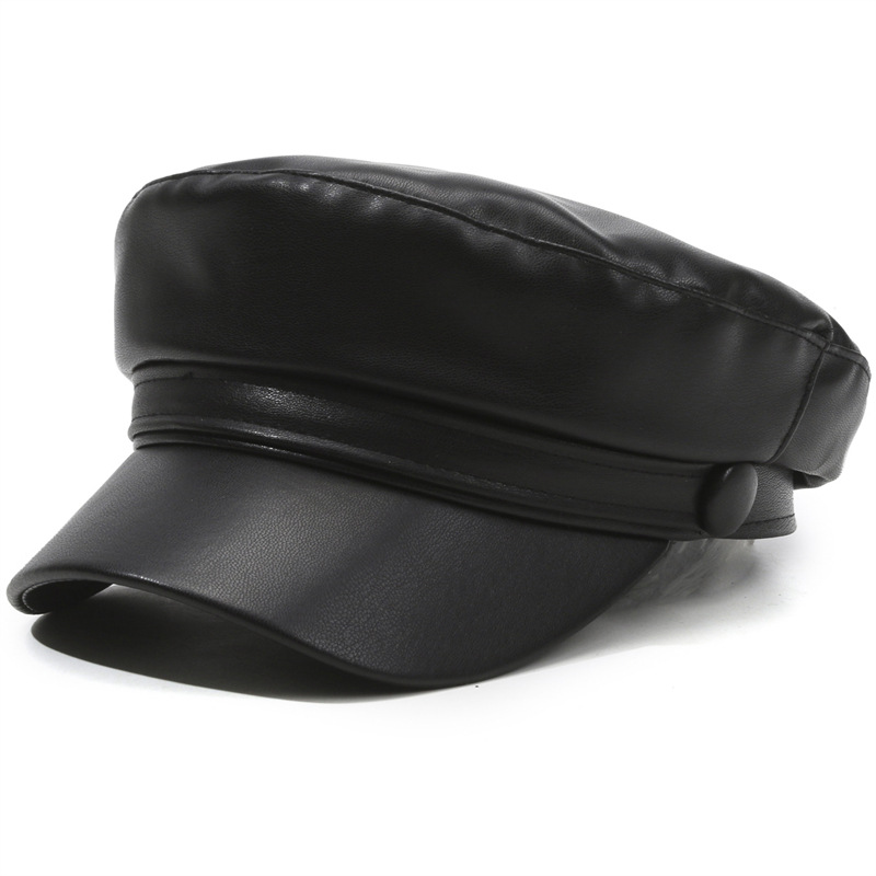 Spring and Autumn Versatile Beret Retro Flat Top Visor Small Face Black Painter Hat Fashion Hat Classic Versatile   Adjustable