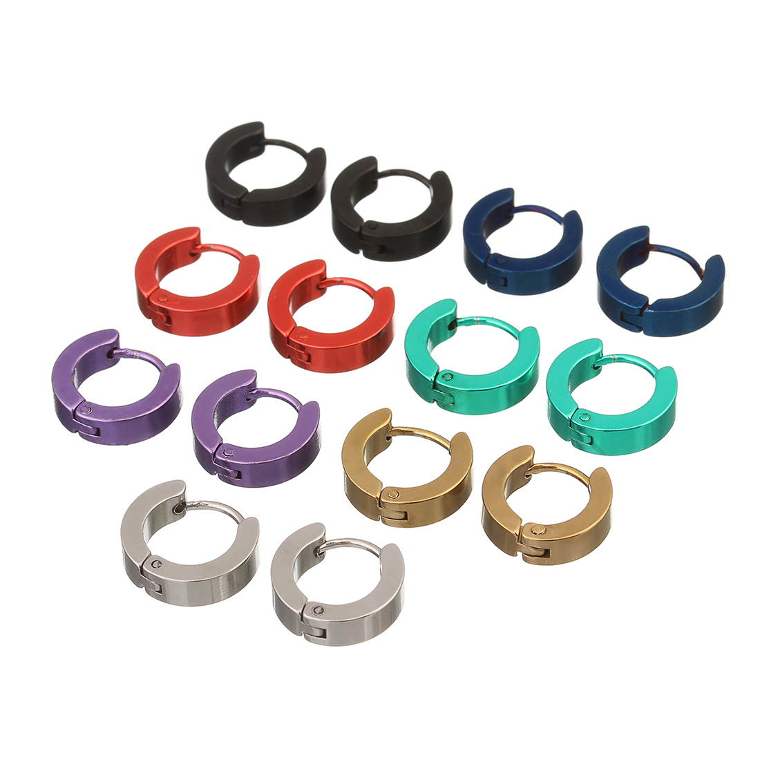 LOULEUR 1 Paar 14 mm Edelstahl-Ohrstecker, bunt, rund, für Damen und Herren, Ohrschmuck, Ohrstecker, Piercing-Schmuck
