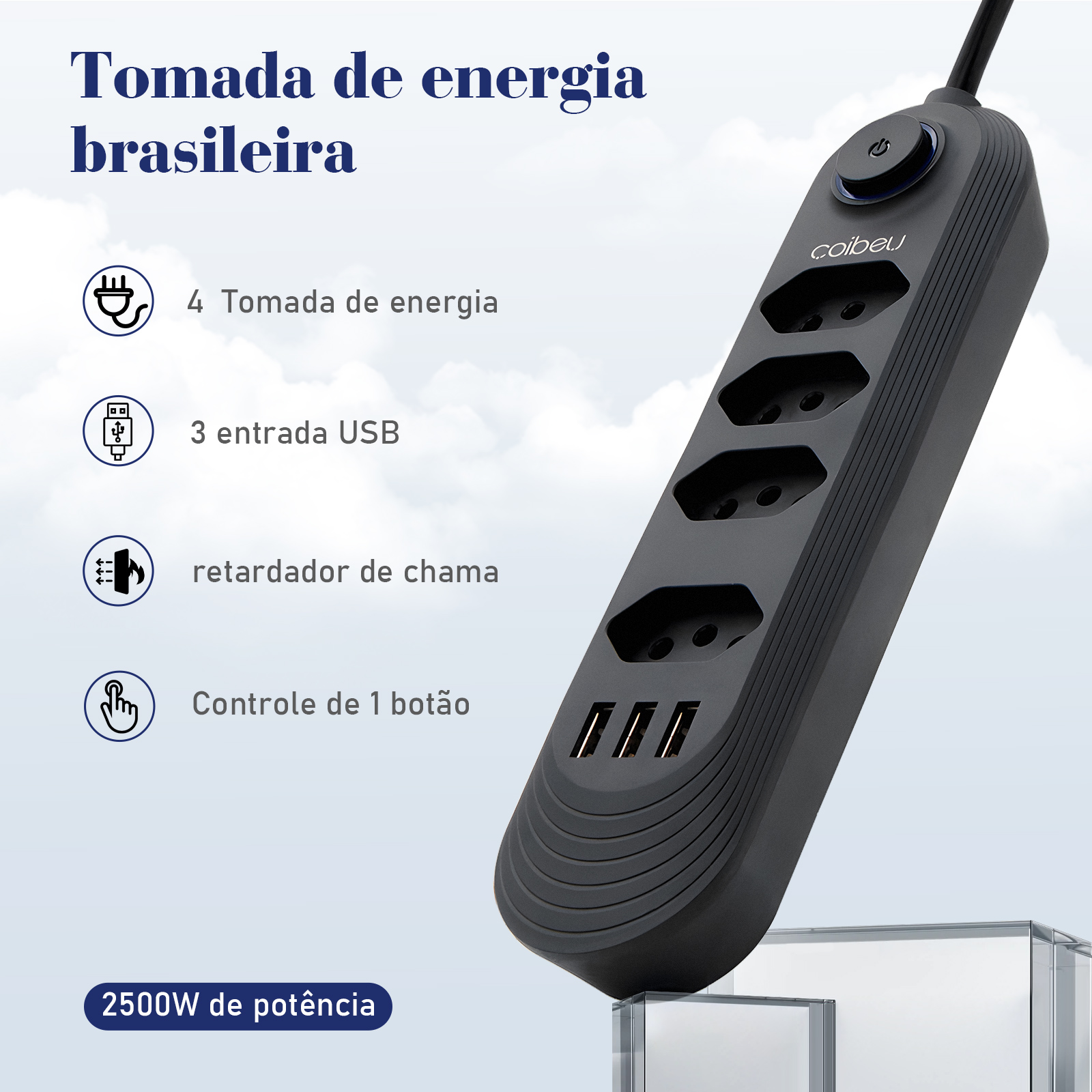 Przedłużacz 4 gniazd z białym bivolt 2 metry czarne gniazdo linijka zasilania 4 gniazd linijka USB brazylijskie gniazdo przedłużające