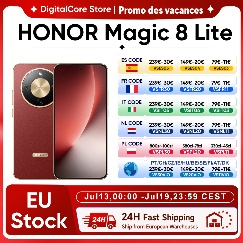 Nuovo HONOR Magic8 Lite Versione EU 5G Smartphone Android 2026, Display AMOLED, Snapdragon 6 Gen 4, Batteria 7500mAh, Fotocamera AI 108MP con OIS