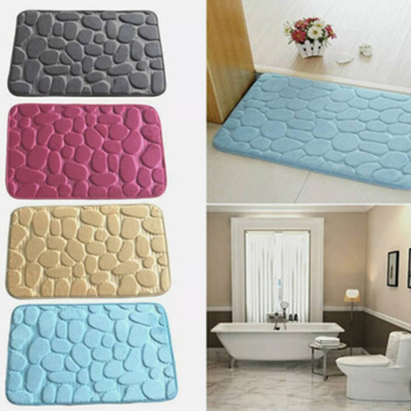 Badezimmer-Badematte mit Kopfsteinpflaster-Prägung, rutschfeste Teppiche im Waschbecken, Badewanne, seitlicher Bodenteppich, Duschraum-Fußmatte, Memory-Schaum-Pad