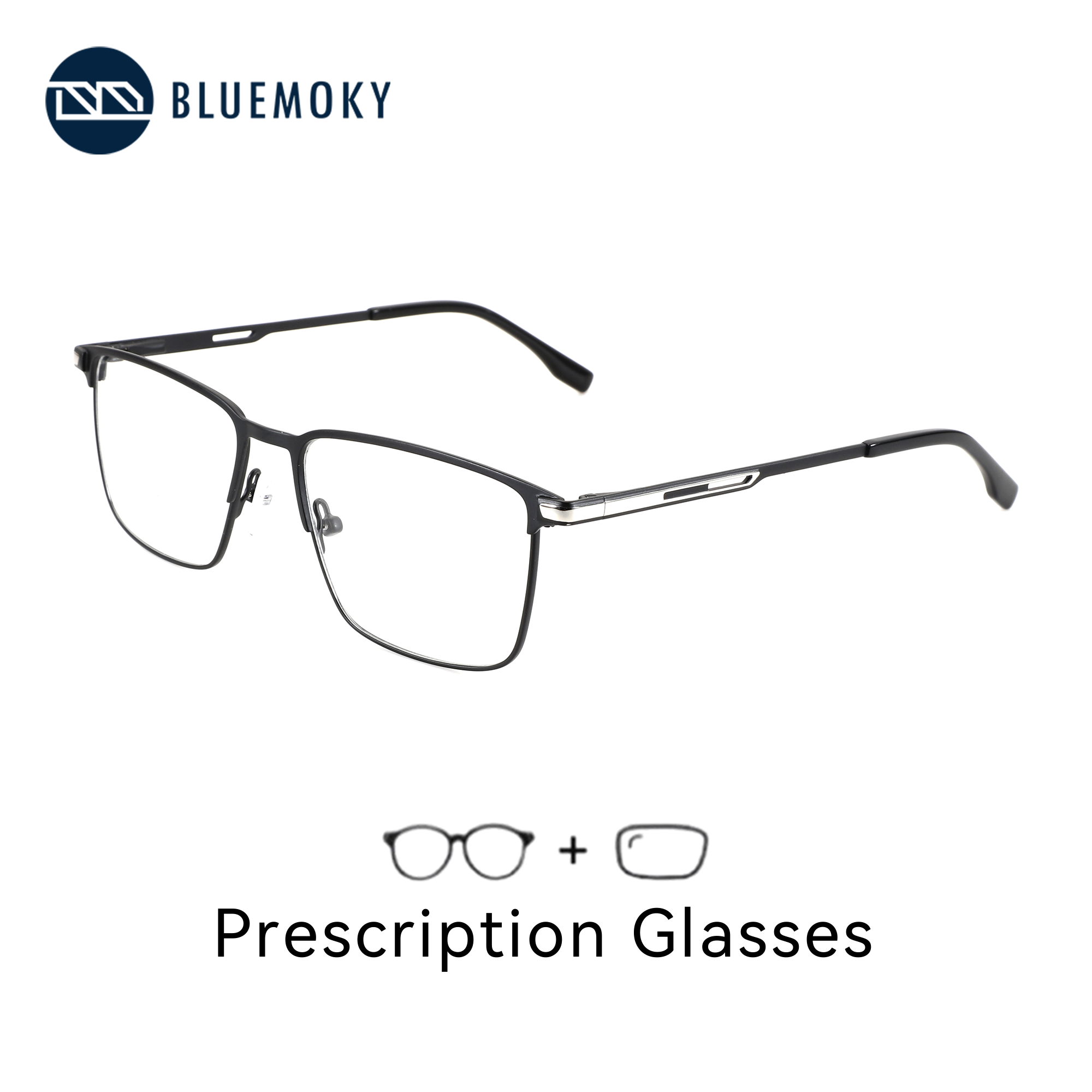 Gafas graduadas cuadradas de Metal de tamaño M de BLUEMOKY para hombres, gafas multifocales progresivas, lentes ópticas para miopía