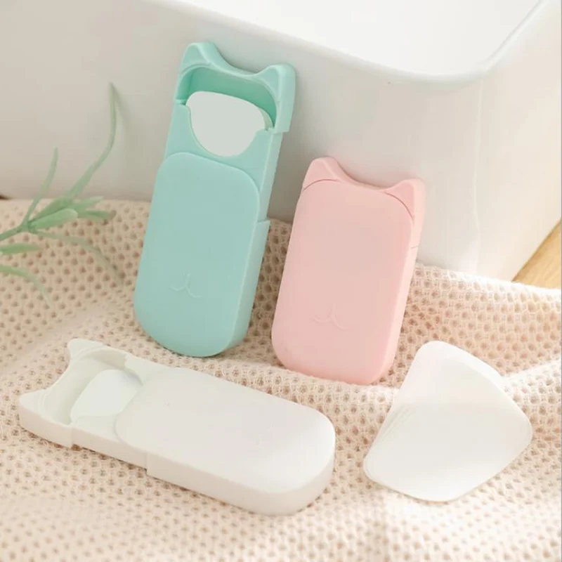 Nuevas papeles de jabón de moda, jabón de papel desechable para lavado de manos de viaje, Mini jabón portátil para Hotel, fichas de jabón en caja, jabón desechable