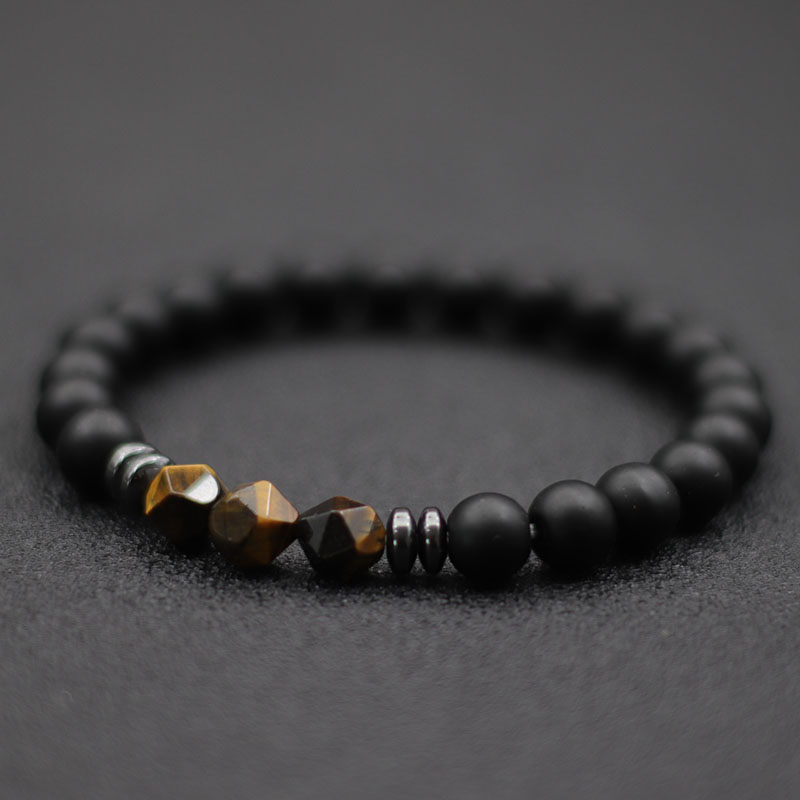 Mode Heren Armband Zwarte Onyx Steen Armband Onregelmatige Natuurlijke Tijgerogen Sodaliet Kralen Armband Pulsera Hombre Accessoires