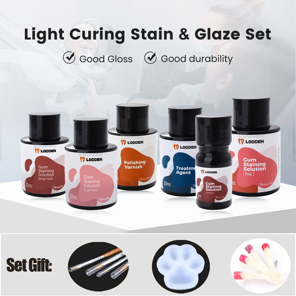 Kit di modifica della gomma simulata dentale per ceramica polimerizzata/resina per stampa/acrilico PMMA smalto per macchie di polimerizzazione della luce dentale