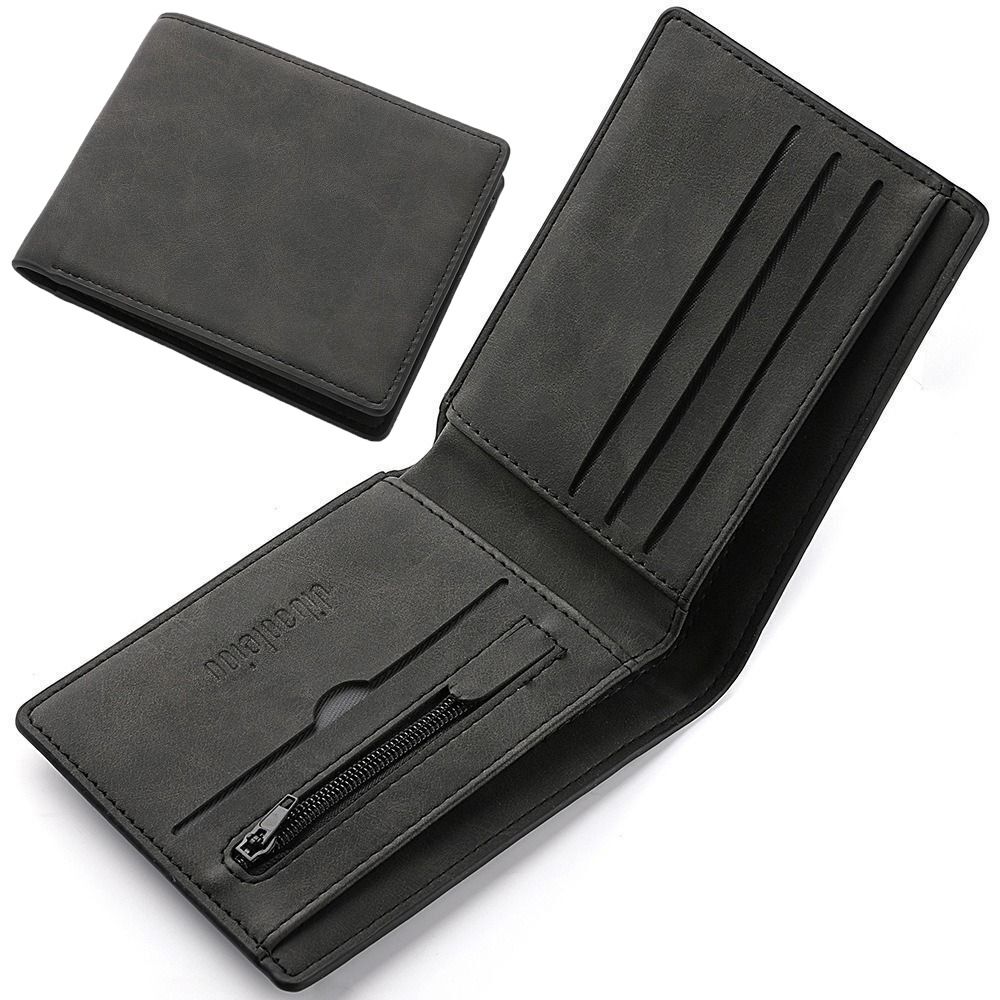 Fashion PU Leather Men Wallet Large-capacity Multi-card Slot Card Bag Folding Money Bag Lightweight Short Skin Short Purse
