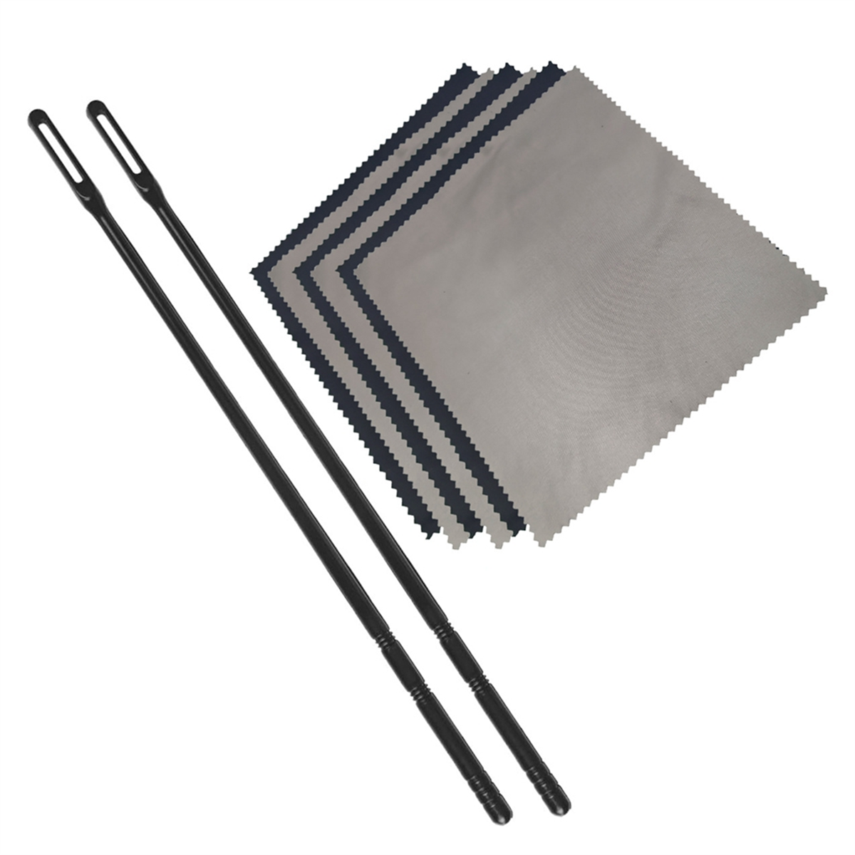 Haste de limpeza de flauta a71p + 6 peças, pano de limpeza, suprimentos de limpeza de flauta, poeira, madeira, kit de limpeza de flauta de vento, preto e cinza