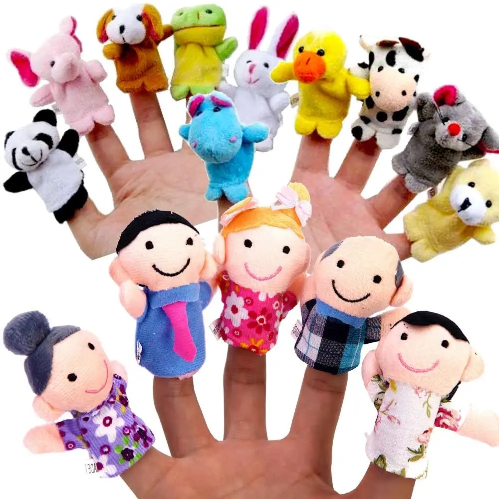 Conjunto de 10 Fantoches de Dedo de Animais, Bonecos de Pelúcia para Bebês, Fantoches de Mão de Desenhos Animados, Fantoches de Mão de Família, Fantoches de Porcos de Pano, Brinquedos Educacionais para Meninas