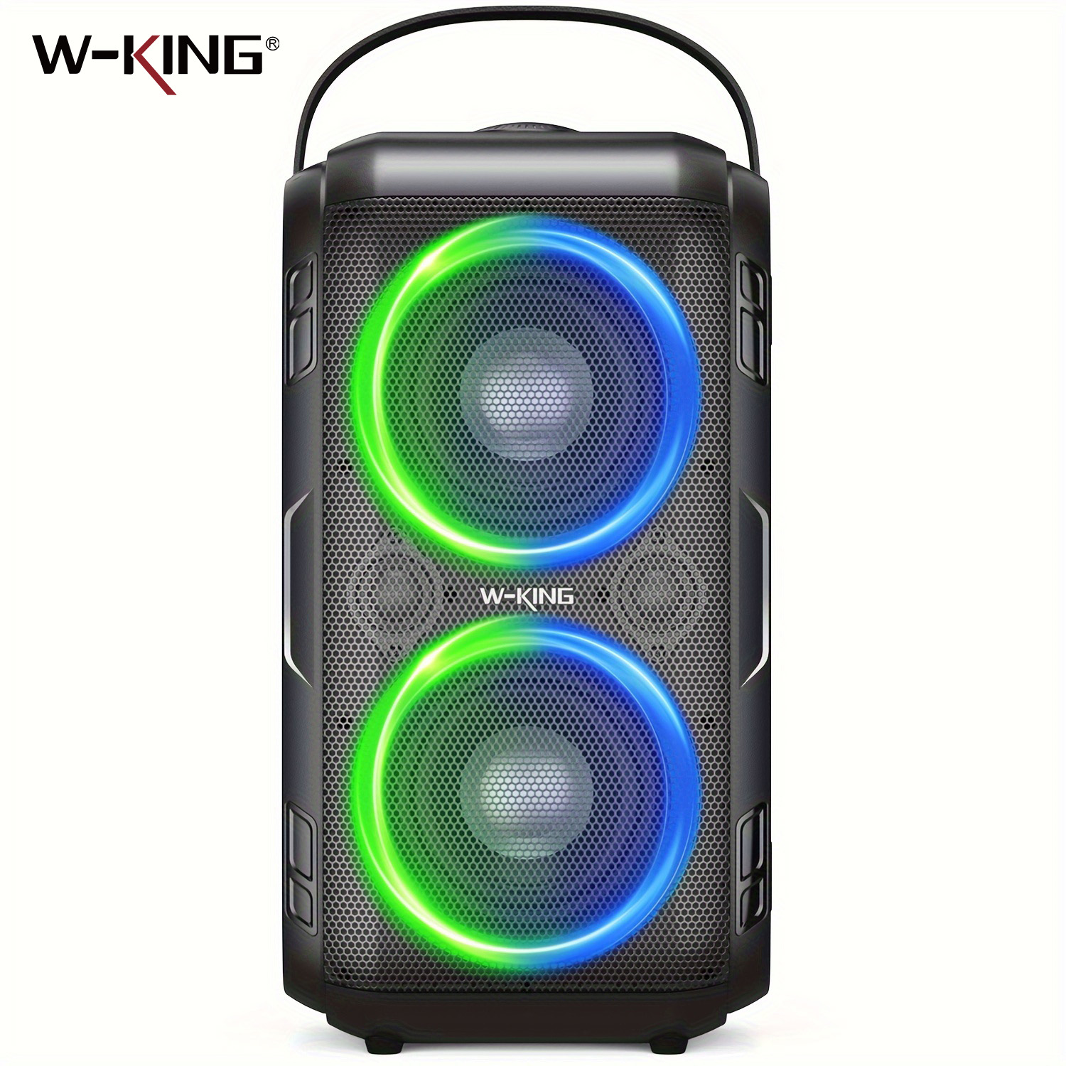 Портативная Bluetooth-колонка W-KING T9-2 80W RMS для вечеринок, беспроводной бумбокс с 4 динамиками (2*4.04'' вуферы), мощный звук 105 дБ, большая колонка для вечеринок