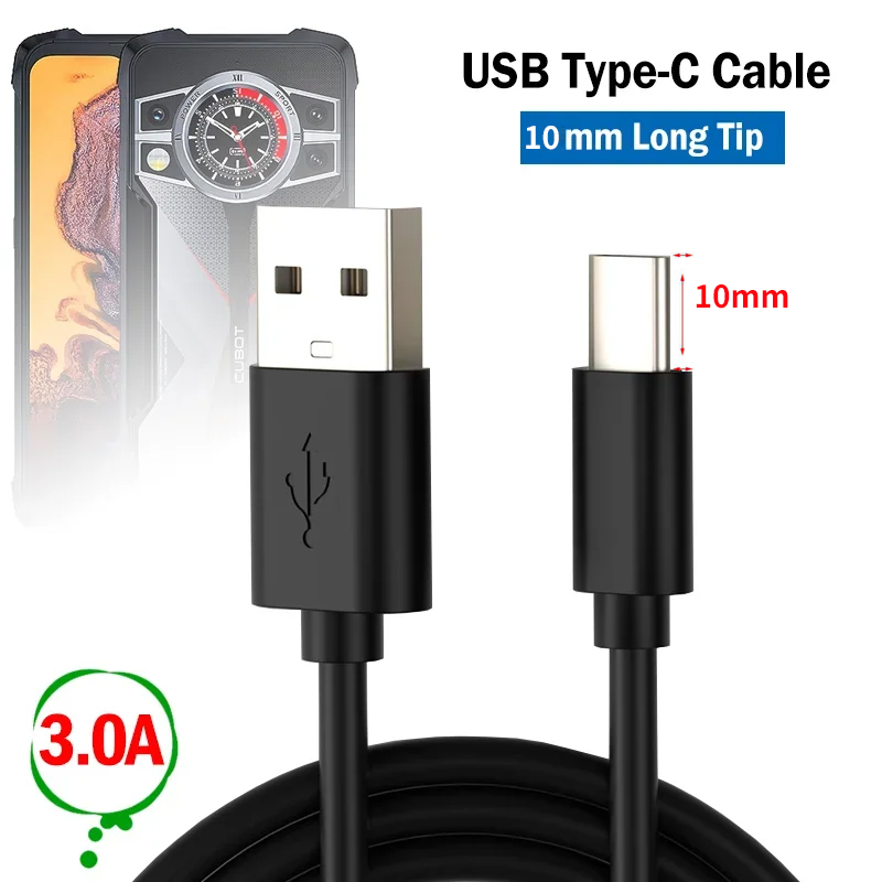 10mm Extended 3.0 Type-C Fast Charger Cable for Blackview BV9600 Pro 2019 / Helio P70 / S8 / BV7000 Pro