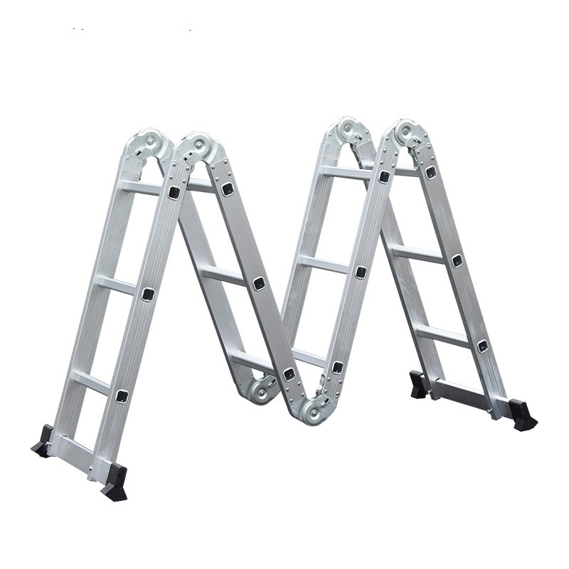 Custom Length Multipurpose Folding Aluminum Ladder 2.36m to 5.85m Home Foldable Ladder with Hinges