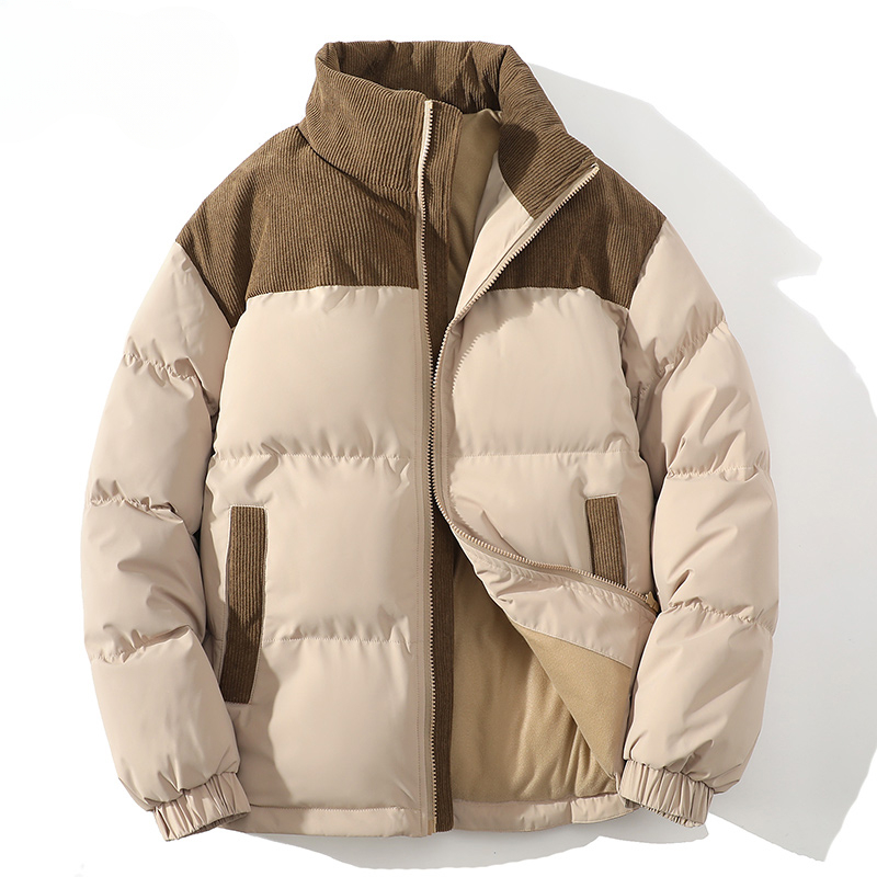 Kurtka zimowa Parkas Mężczyźni Kobiety Solidny Patchwork Parkas Płaszcz Luźny Ciepły Gruby Kurtka Para Koreańska Odzież wierzchnia Mężczyzna Unisex Różowy Zielony