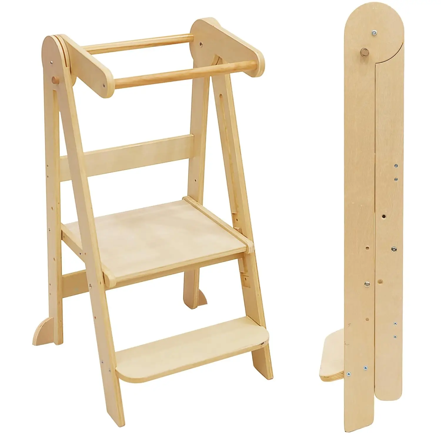 幼児タワー 3-in-1 調節可能なモンテッソーリ学習タワー |   キッチン用折りたたみ式踏み台 |   天然木（1～6年）
