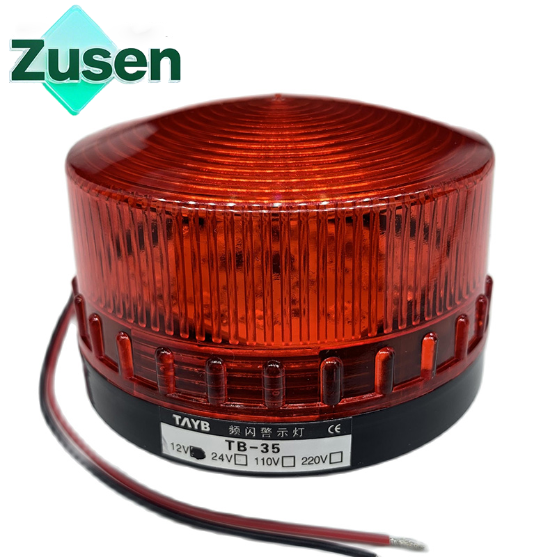 Zusen TB35-R 12v 24v 110v 220v Alarme de segurança vermelho Luz de sinal estroboscópico Aviso Lâmpada LED Pequena luz piscante